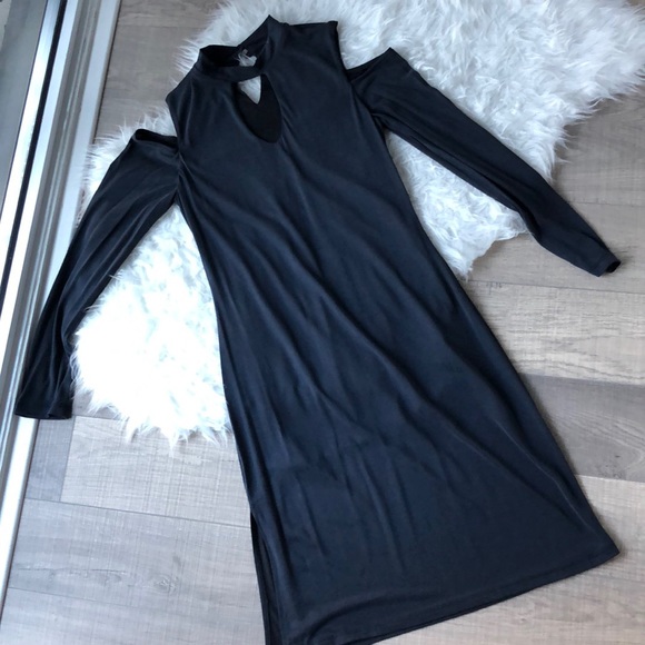 HIGH NECK LONG SLEEVE CUT OUT DRESS - Picture 5 of 5